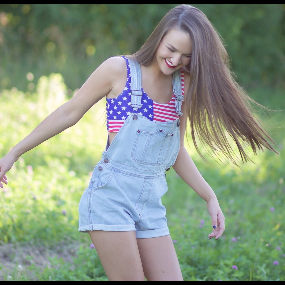 Target American flag cropped swimsuit bikini caged